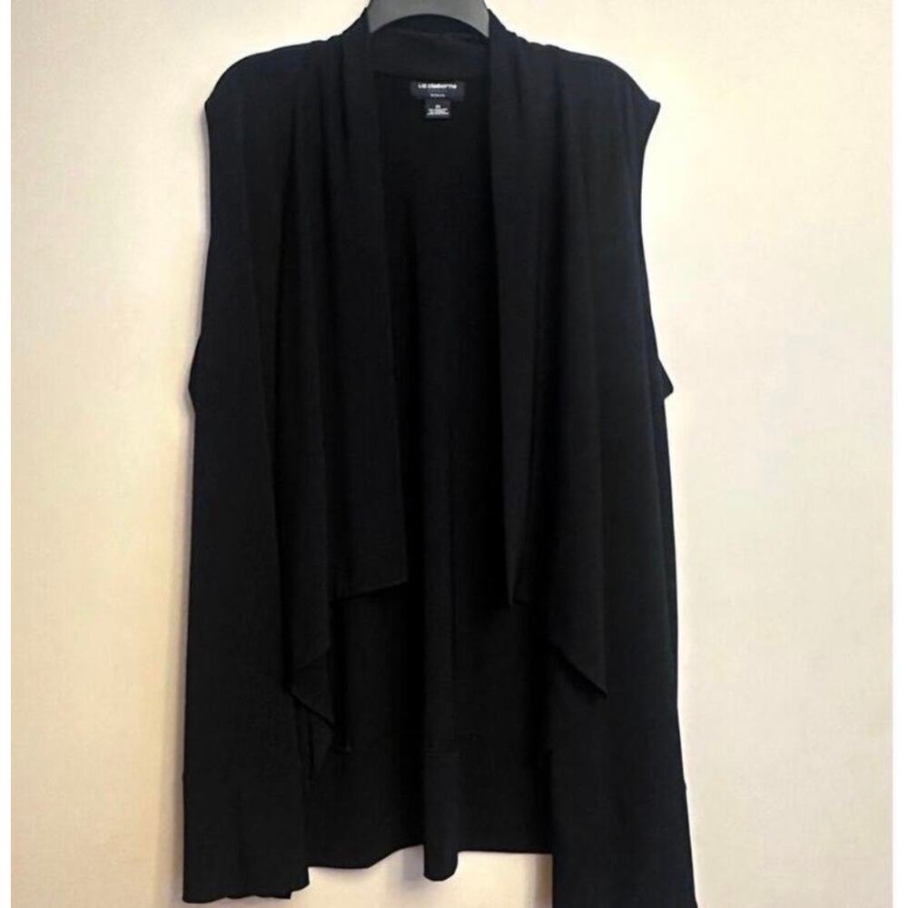 Liz Claiborne Black Open Front Drape Vest Cardigan Plus Size 2X - Picture 5 of 10